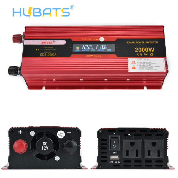 SDB2000A1 2000W Car Power Inverter DC 12V To AC 110V 2 AC Outlets Solar Converter With US Socket - Image 1