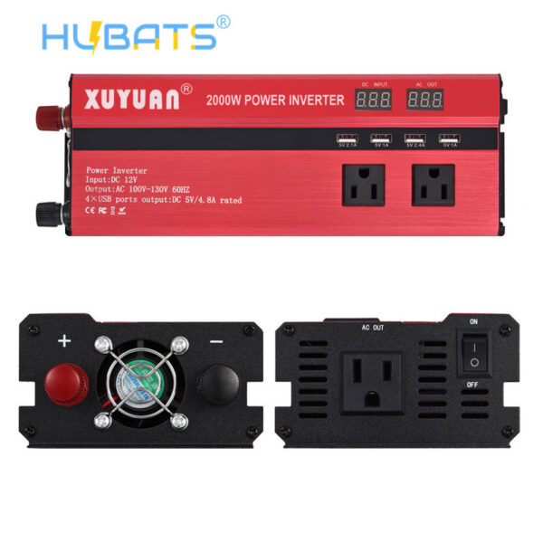 SDL2000R1 US 2000W Car Portable LED Power Inverter DC 12V To AC 110V Converter 4 USB - Image 1