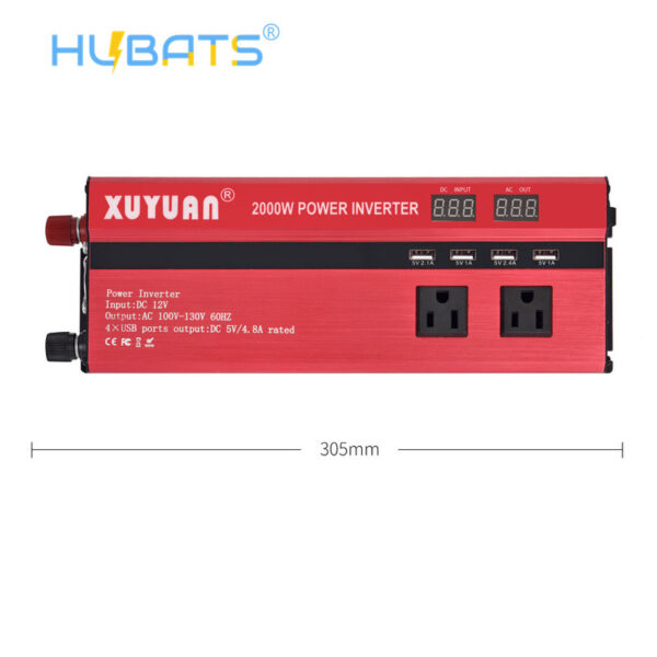 SDL2000R2 US 2000W Car Portable LED Power Inverter DC 12V To AC 110V Converter 4 USB - Image 2