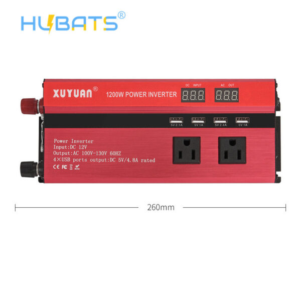 SDL1200R2 US 1200W Car Power Inverter DC 12V To AC 110V 3 AC Outlets Car Converter Charger 4 USB Port - Image 2