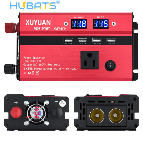 SDL600R1 US Portable Car LED Power Inverter 600W DC 12V Or 24V to AC 110V Charger Converter - Image 1