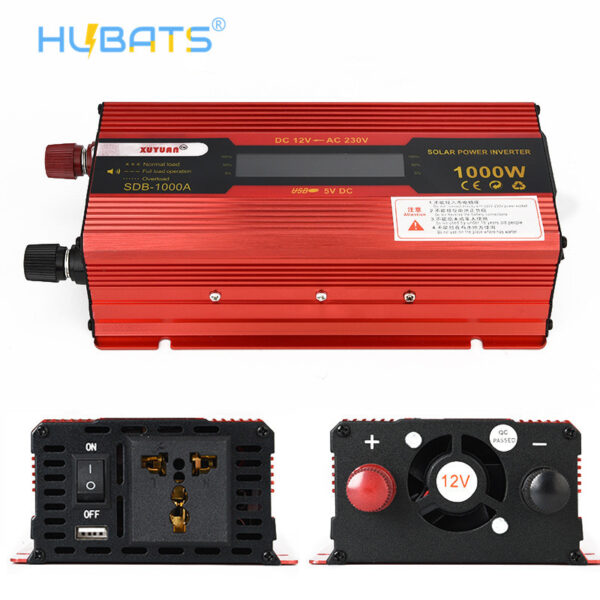 1000W Car LCD Power Inverter DC 12V To AC 220V Converter Car Charger With EU Plug - Image 1