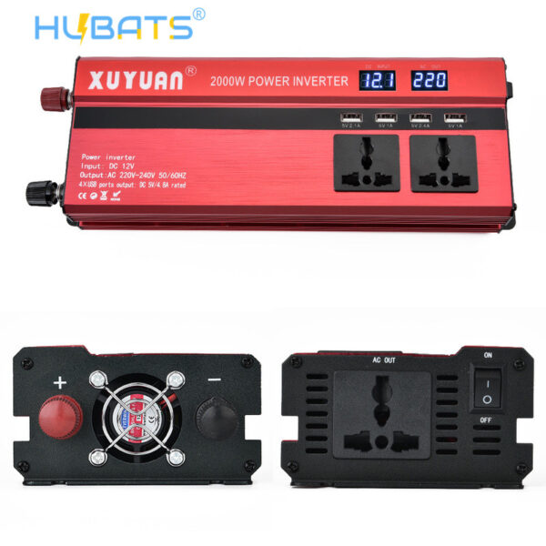 SEL2000R1 2000W Car Portable LED Power Inverter DC 12V To AC 220V Converter With EU Plug 4 USB - Image 1