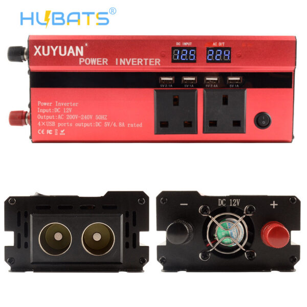 SUK2000RC1 UK 2000W Car Portable LED Solar Inverter DC 12V To AC 220V Modified Sine Wave Inverter Converter - Image 1