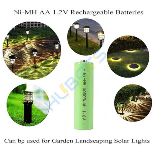 Solar Light replacement battery 600mAh 1.2V NI-MH AA 20PCS Rechargeable Battery for Garden Lights Remotes Toys (2) Solar Light replacement battery 600mAh 1.2V NI-MH AA 20PCS Rechargeable Battery for Garden Lights Remotes Toys - Image 3