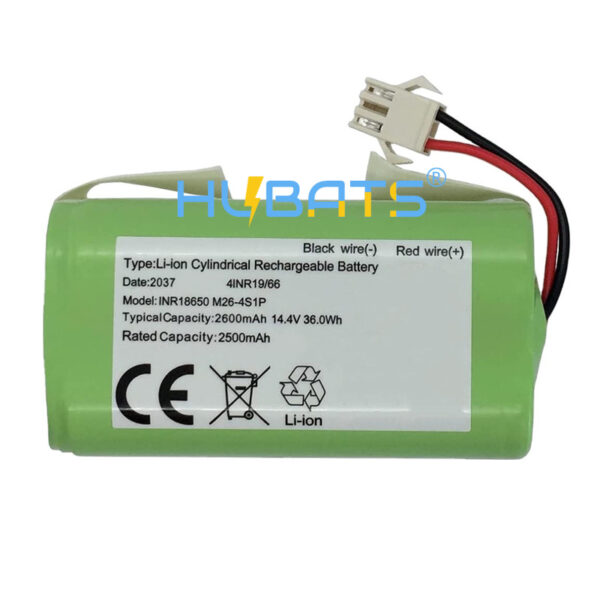 INR18650-2600-4(1) Lithium Ion Battery Pack 18650 4S1P 14.4V 2600mAh Compatible with Ecovacs Deebot N79S 500 N79 DN622 N79S 500 N79 DN622 Eufy RoboVac 11S 12 15C 25C 30C 35C Vacuum Cleaners - Image 1